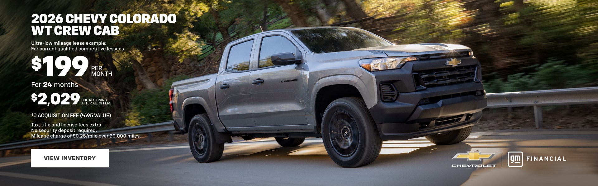 2026 Chevy Colorado WT Crew Cab. Ultra-low mileage lease example:for current qualified competitiv...